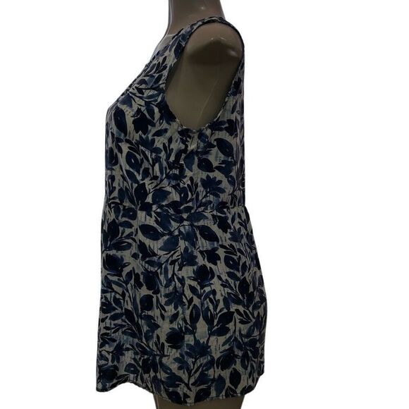 NWOT Pure Jill Tunic Top Small Blue White Cream Batik Trellis A-line Sleeveless - Picture 10 of 14